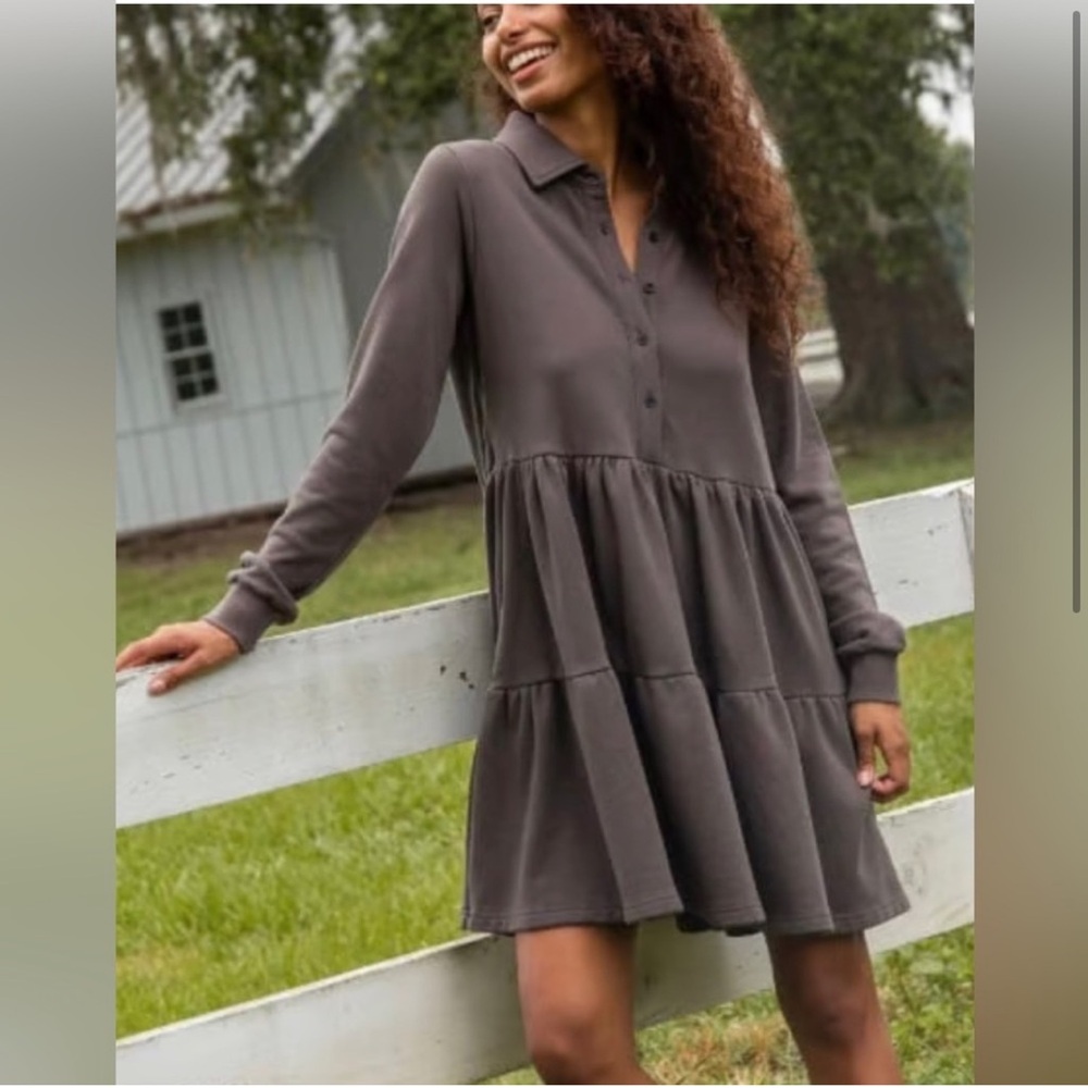 NATURAL LIFE Gray Long Sleeve Dress
